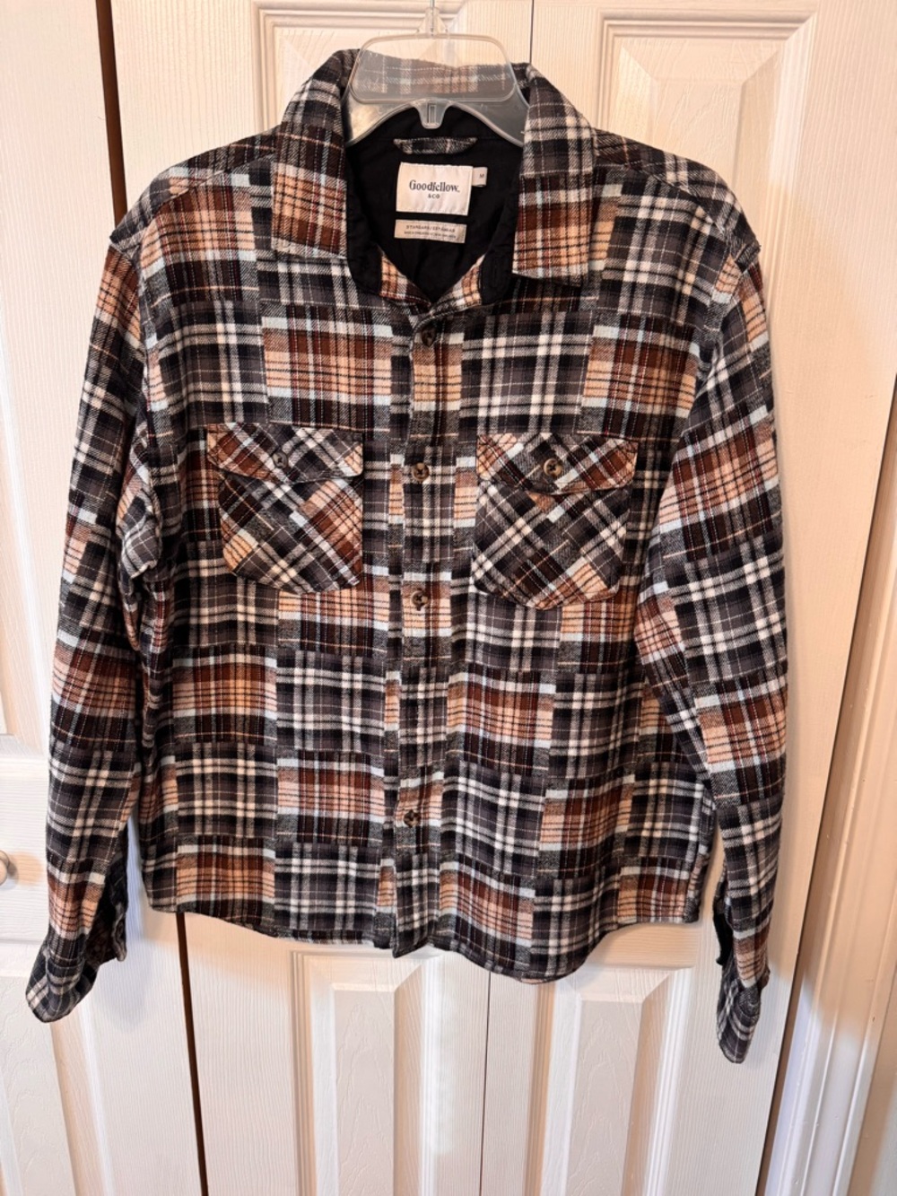 Goodfellow & Co Plaid Button-Up Shirt Jacket in Brown and Black Size Medium - Picture 2 of 9